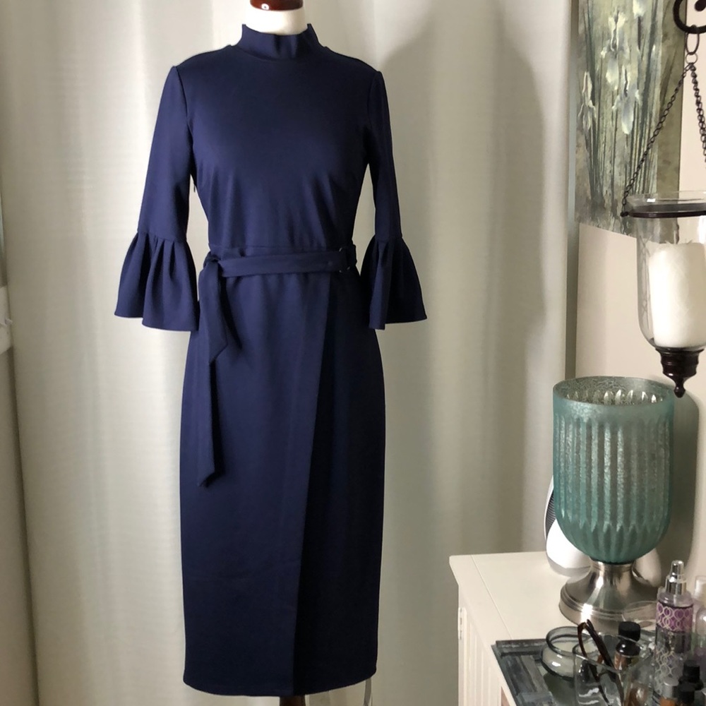 Natural House Navy Midi w/Wrap Around Belt